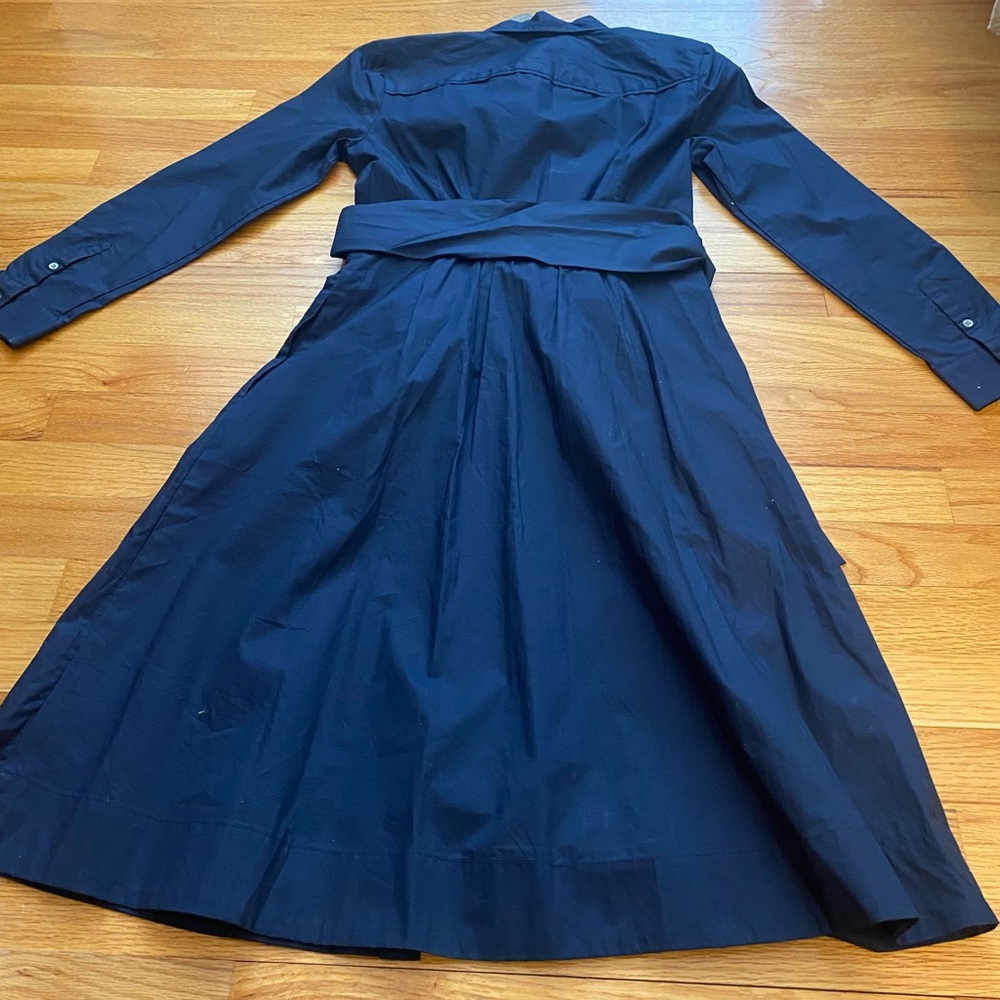 NWT J. CREW Navy Tie Waist Midi Shirtdress In Cotton Poplin - Picture 8 of 11